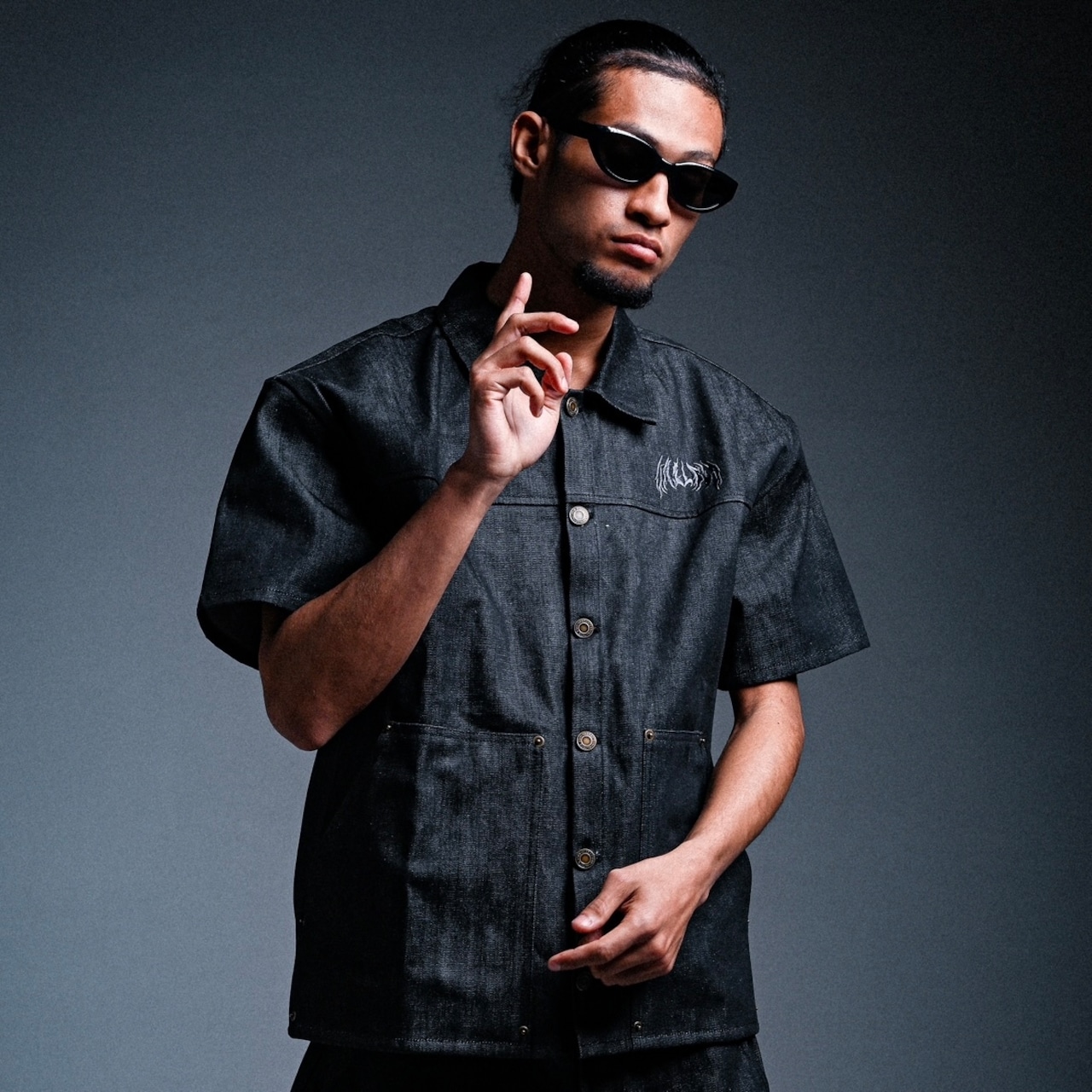 BLAZED LOGO RIGID DENIM SHIRT