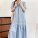 2色／ギャザー切り替え装飾ロングワンピ ・11932