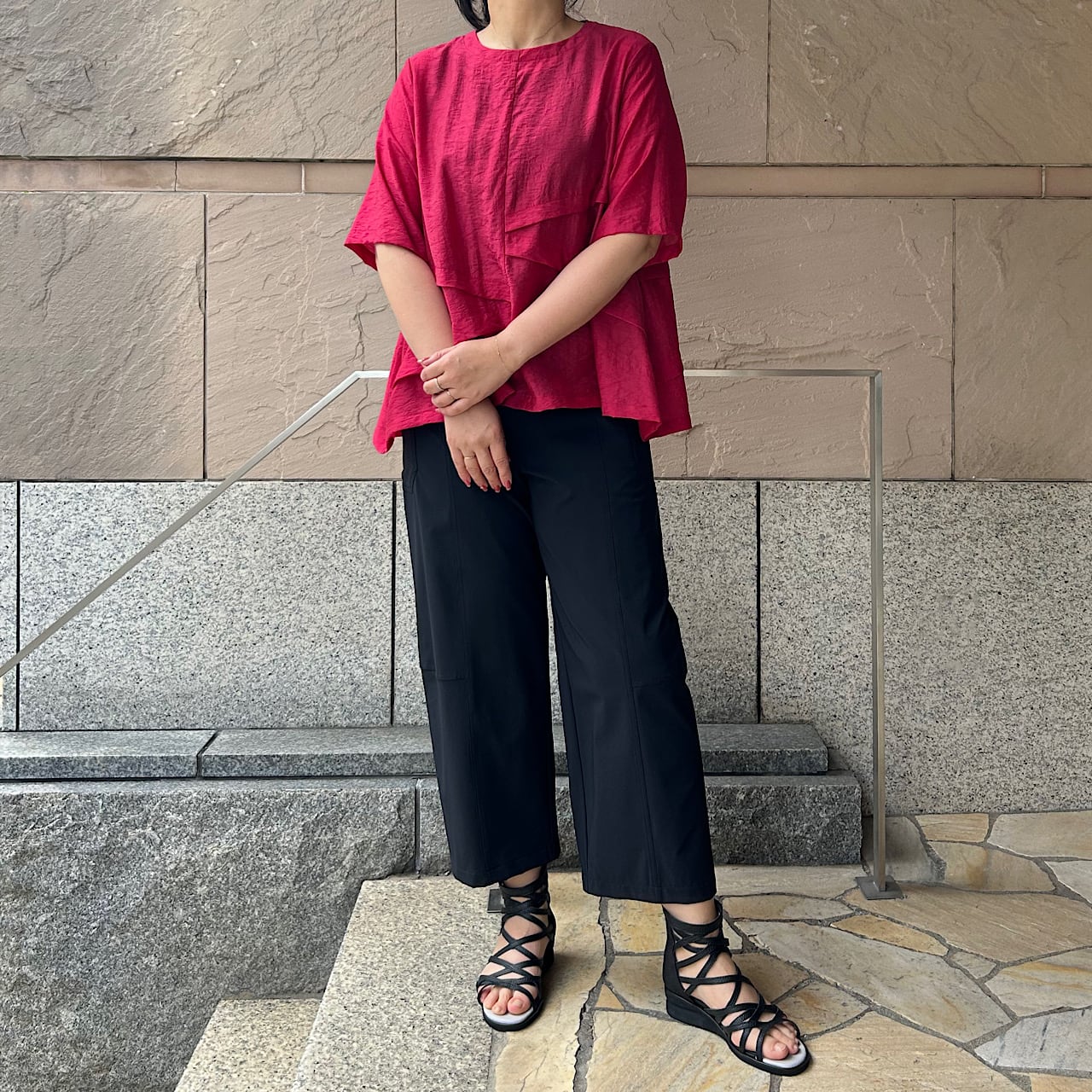 シア地柄ジャガードタックデザインブラウス【253-1123】