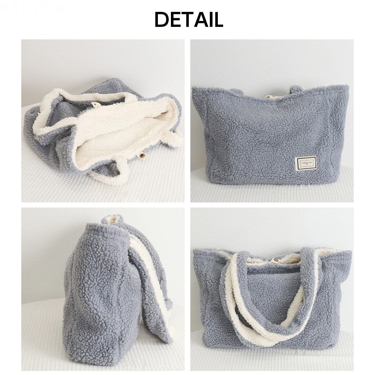 もこもこ トートバッグ リバーシブル レディース 秋冬 韓国 大容量 通勤 通学 A4 おしゃれ 大人 かわいい 軽量 シンプル きれいめ 柔らかい ふわふわ 大人可愛い 大人女子