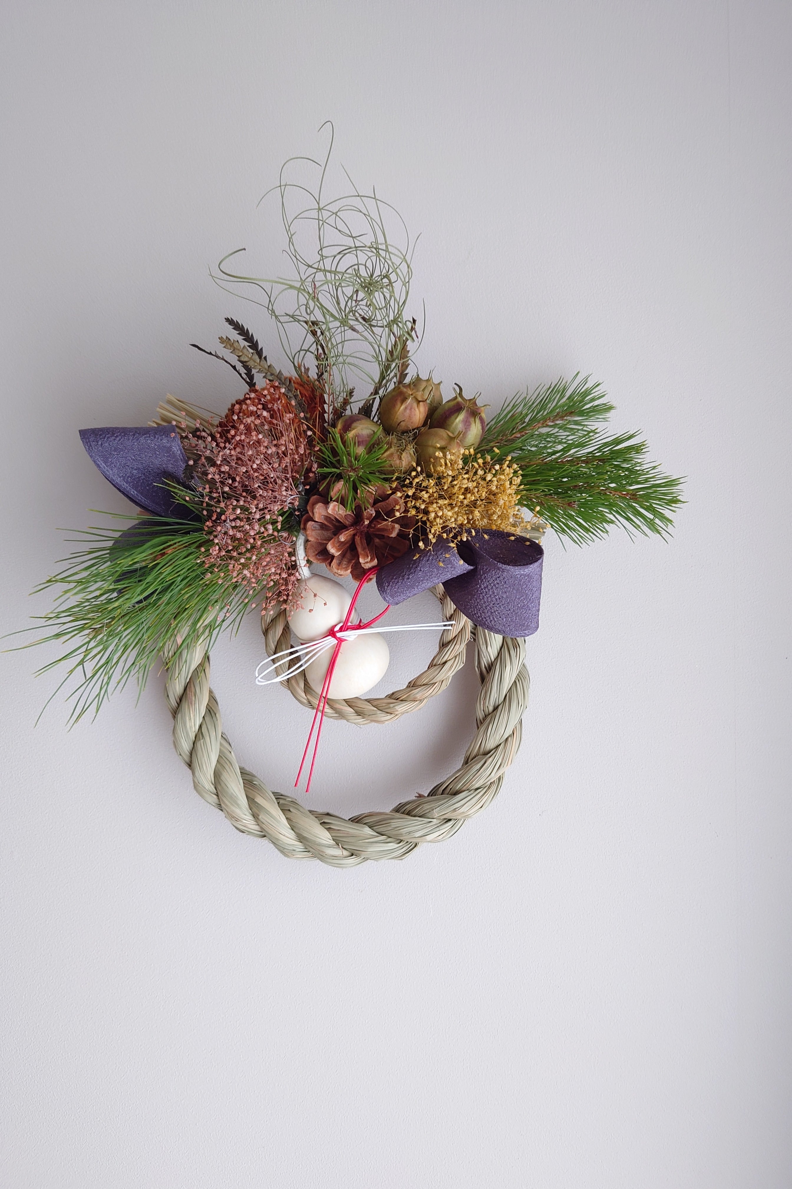 松と実ものの 和モダン しめ飾り(一点もの)