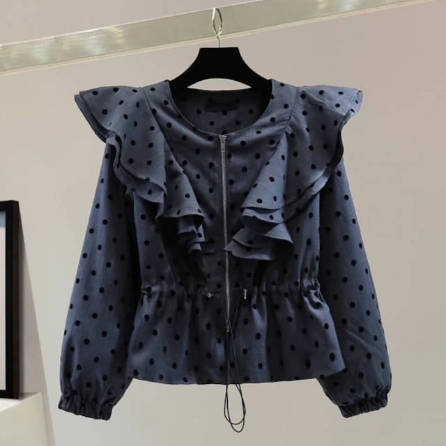 ラッフルフリル ドットジップアップ ブルゾン 239470
