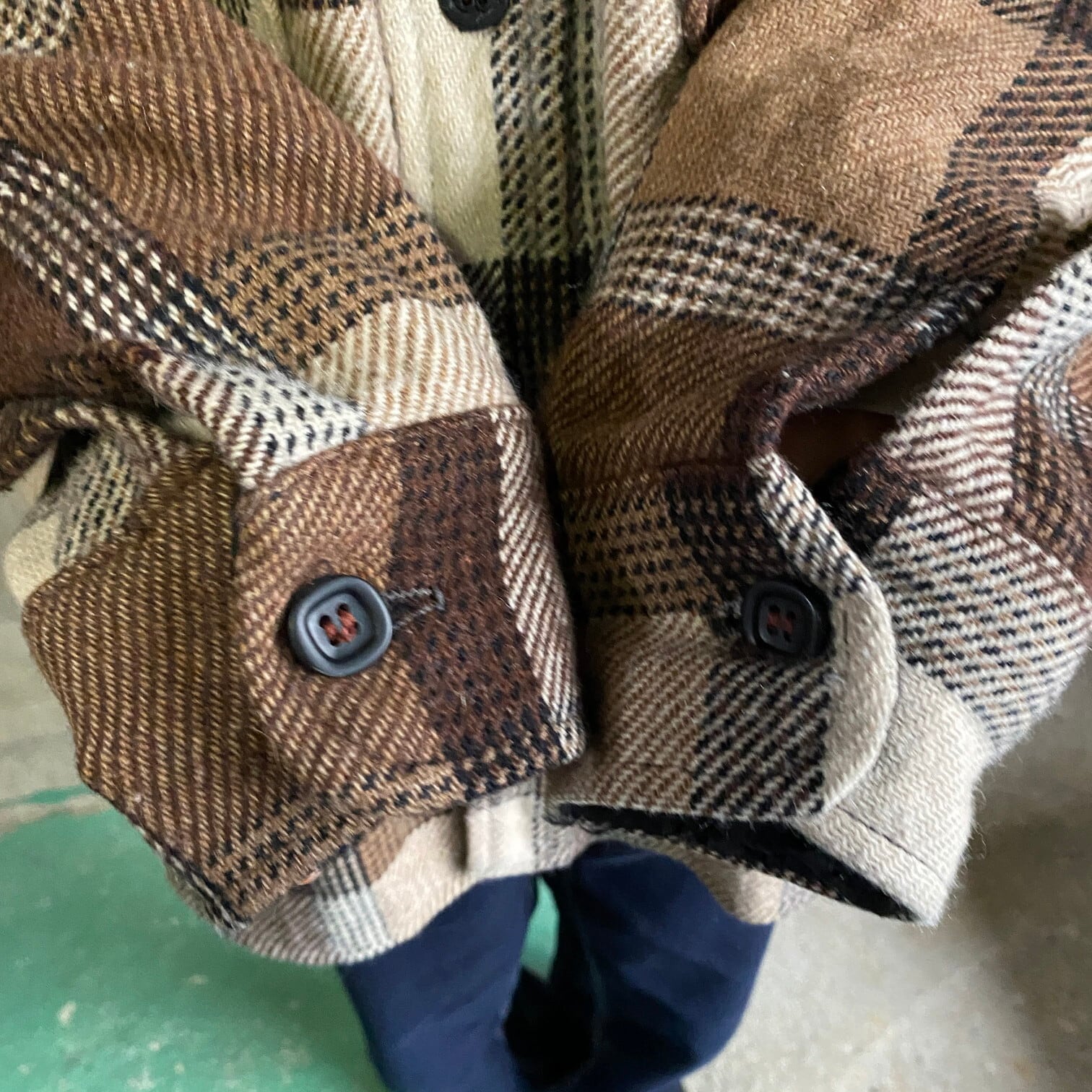 60年代 PINE CREST チェック柄 長袖 ウールシャツ ネルシャツ メンズL 