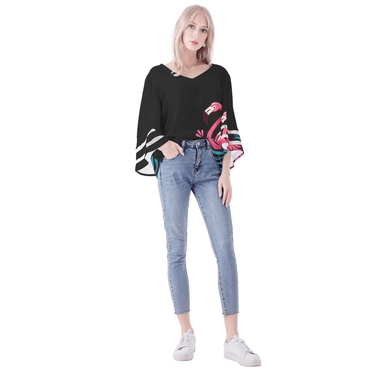 Women's Loose Chiffon Blouse with Puff Sleeves Swim 4506