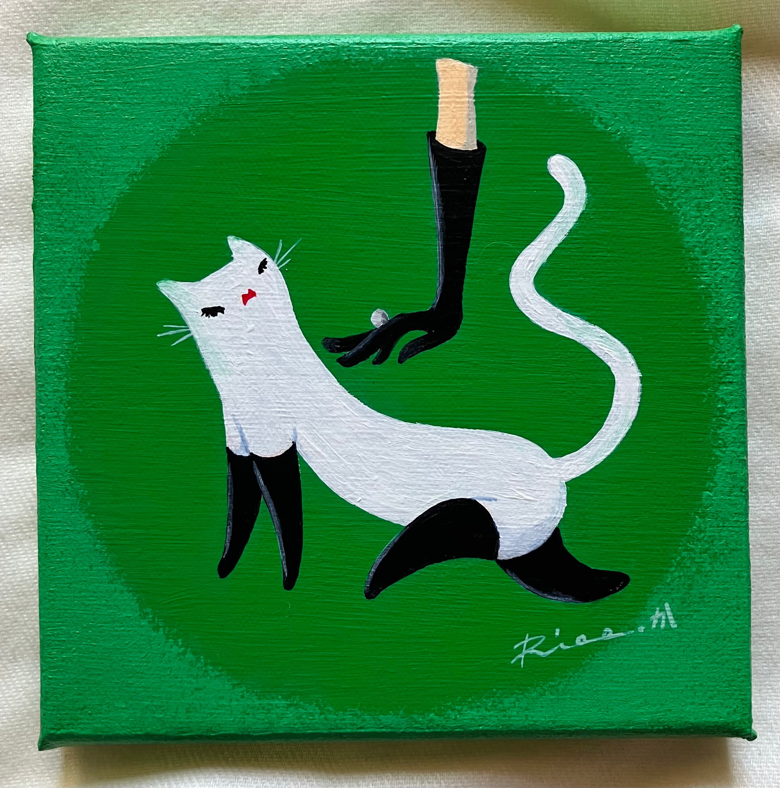 Suicat／原画 キャンバス 絵 絵画 アート イラスト 黒猫 | Riee .か