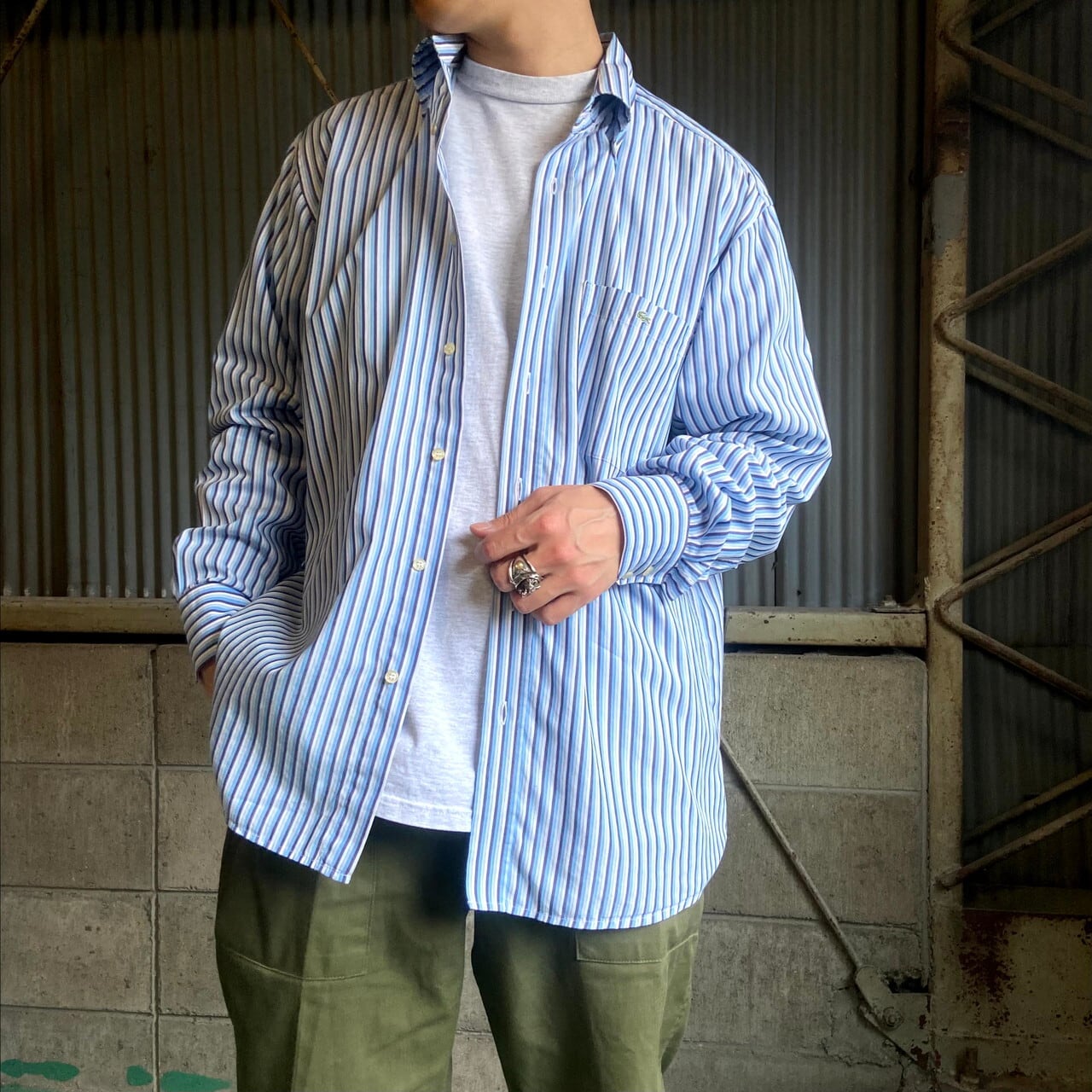 訳あり特価 Lacoste ラコステ 長袖ストライプシャツ メンズxl相当 古着 ライトブルー ホワイト 長袖シャツ Cave 古着屋 公式 古着通販サイト 訳あり特価 Lacoste ラコステ 長袖ストライプシャツ メンズxl相当 古着 ライトブルー ホワイト 長袖シャツ Cave 古着屋 公式 古着通販サイト