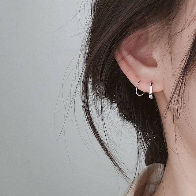 Curl silver earrings＊M-223