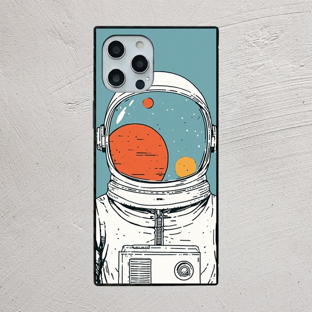 受注生産 iPhoneケース 宇宙飛行士ヘルメットの宇宙柄｜宇宙ポスター風 RFSP017C