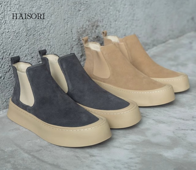 (NEW)Nubuck Leather Casual Chelsea Boots