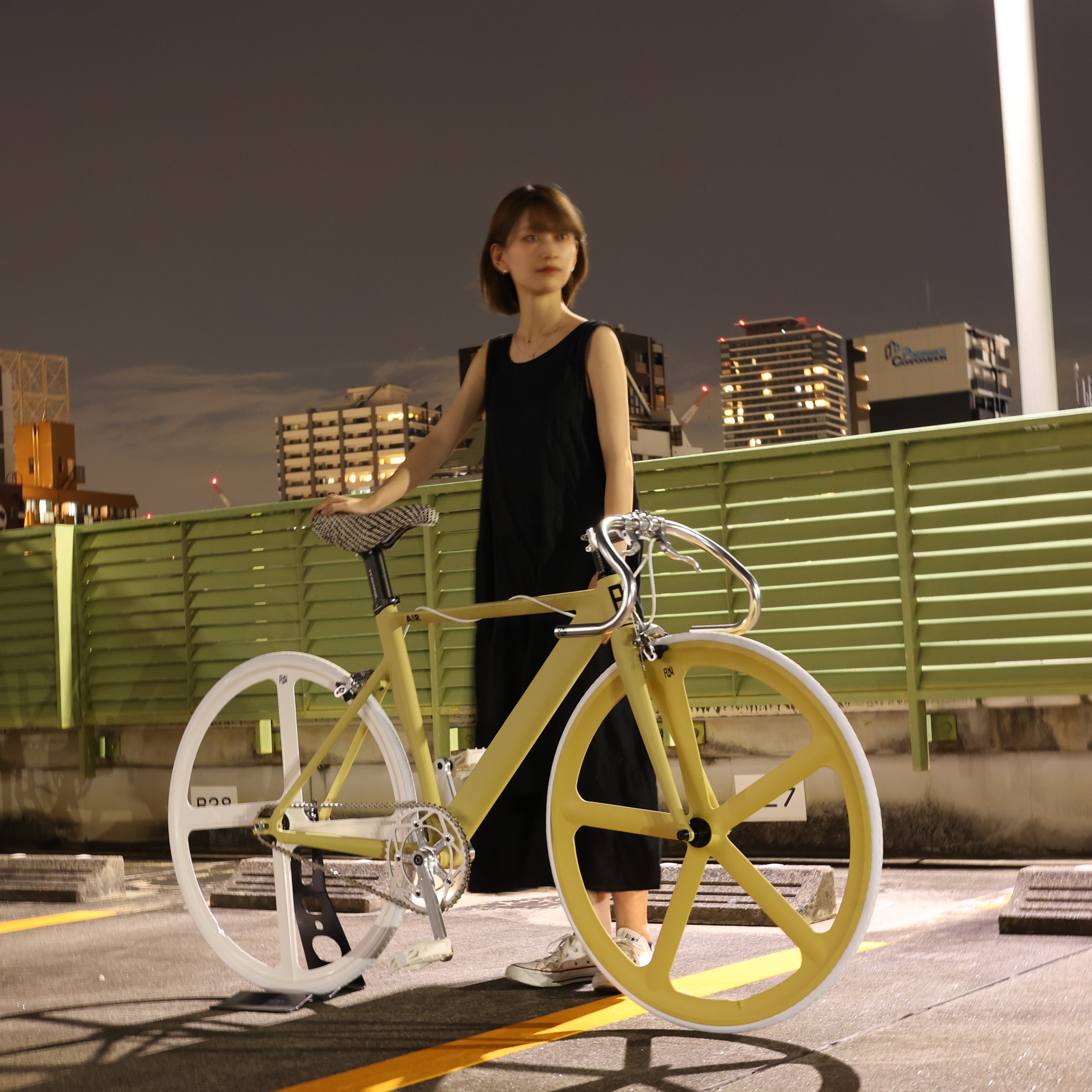 【FUN AIR 2nd, 黄瀬戸】 アルミフレーム/カーボンフォーク ピストバイク シングルスピード 自転車 | FUN NAGOYA OSU  powered by BASE