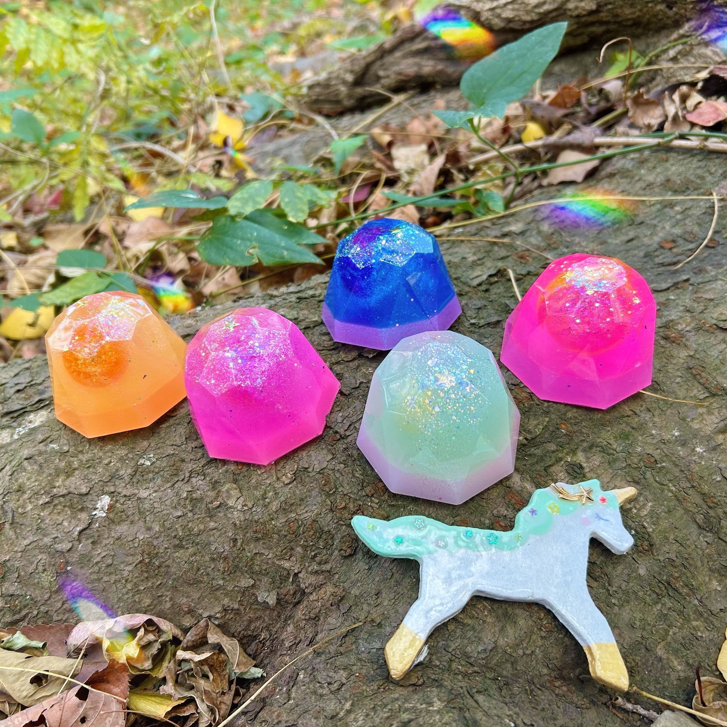 ユニコーンと魔法の宝石オルゴナイトセット