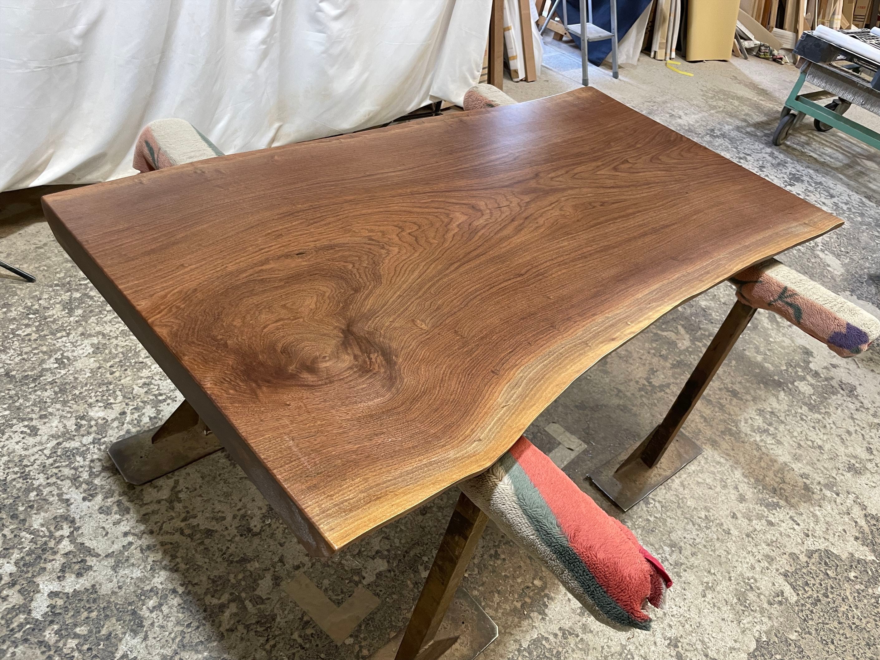 ブラックウォールナット9155 一枚板無垢 乾燥材 1500x700-650x50mm