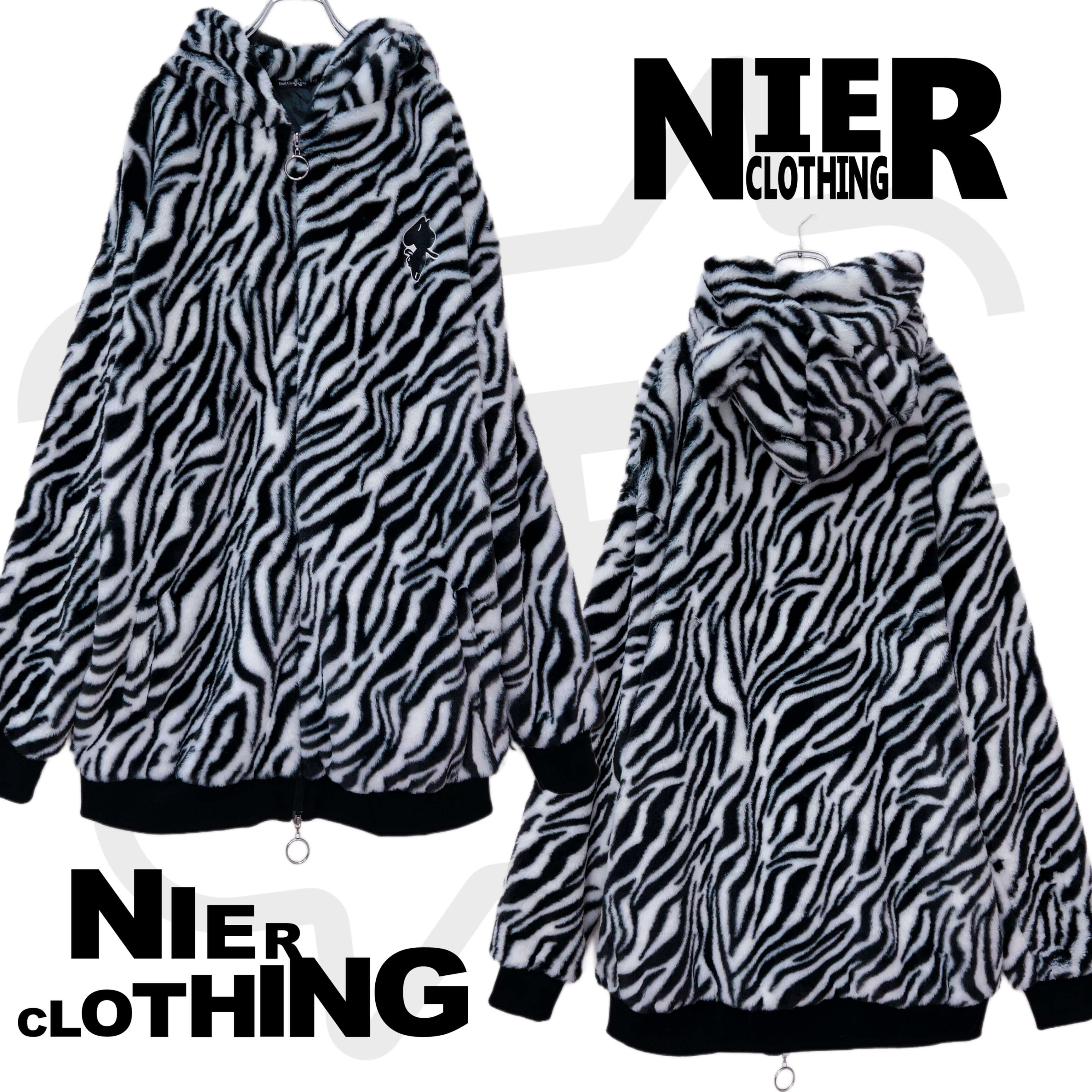 NIER CLOTHING 猫耳付きアニマル柄ZIP OUTER