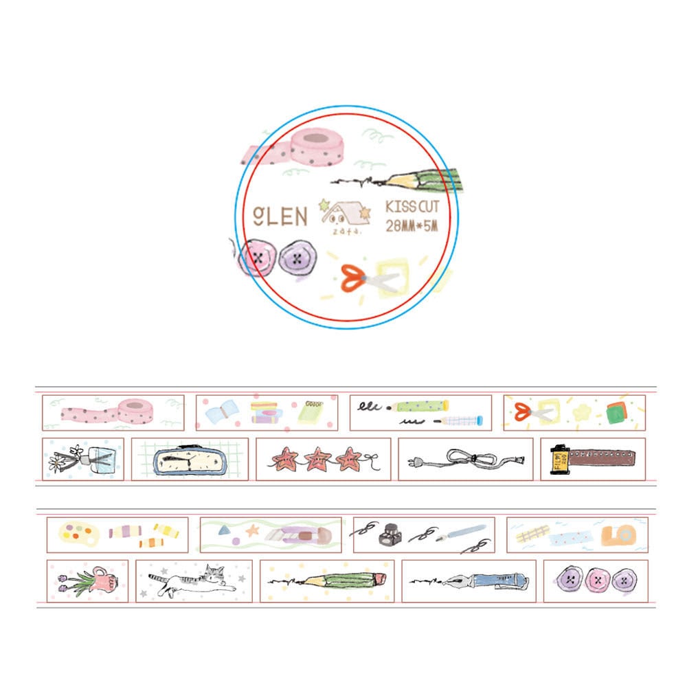 zafa】マスキングテープ 테이블 키스컷 glen キスカット | 韓国文具
