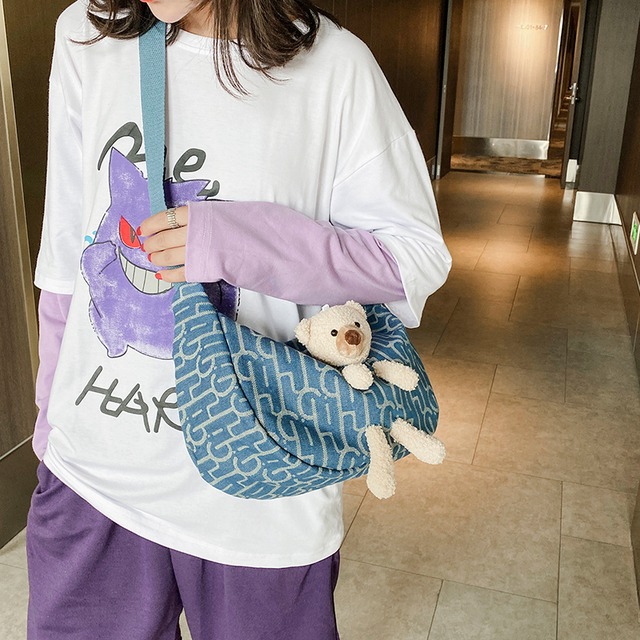 バッグレディースバッグ大容量2020新しいトレンディワイルドキャンバスショルダーメッセンジャーバッグファッションブロードバンドトートバッグ Tiancai_Wing_Bag5402034