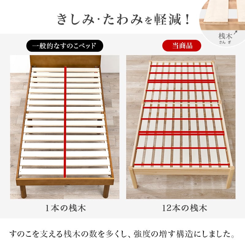 【組立式】畳シングルベッド すのこフレーム 2色展開 コンパクト 一人暮らし ワンルーム 幅107cm