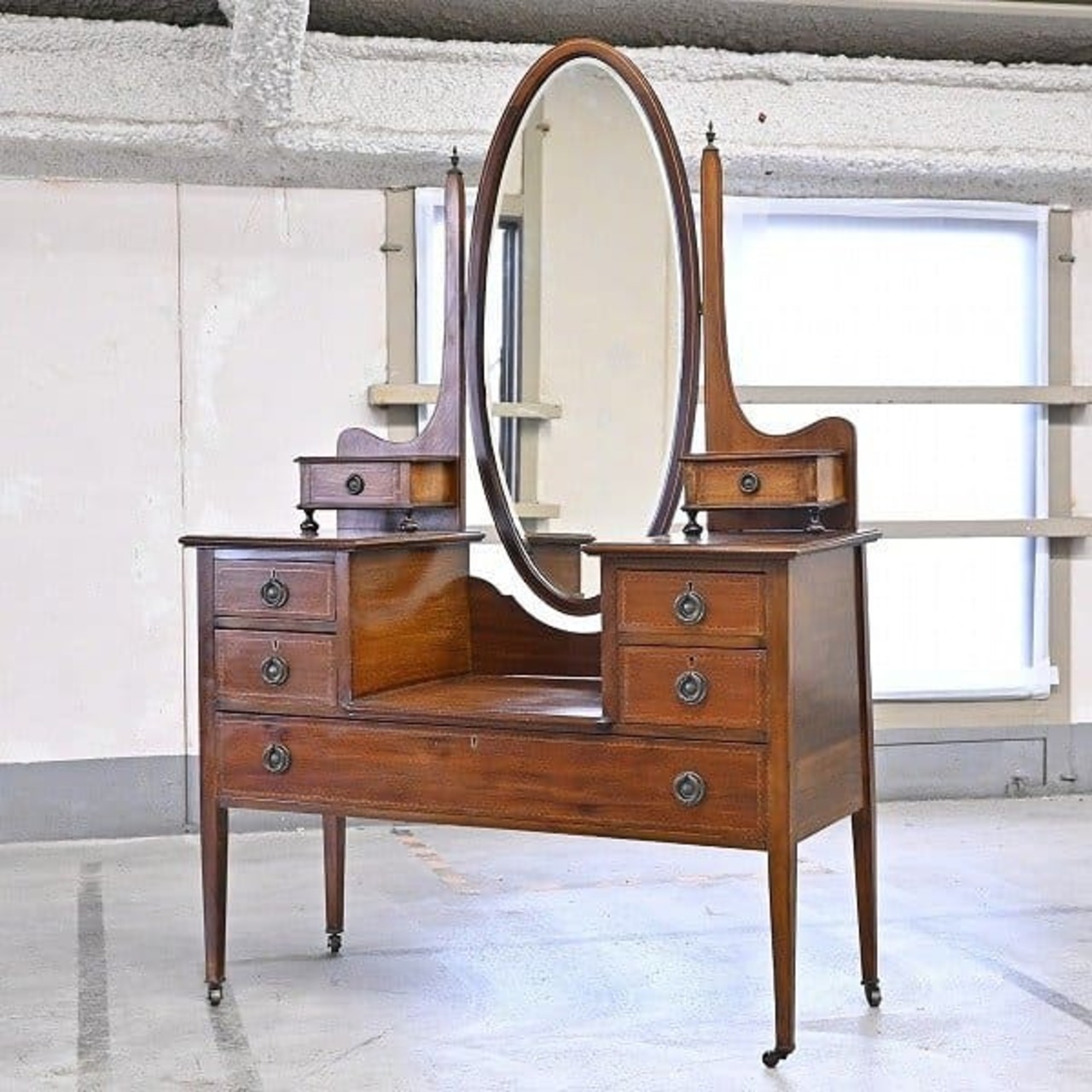 イギリス ビンテージ品 マホガニー材 ドレッサー チェスト ドレッシングチェスト キャビネット 鏡 ミラー アンティーク クラシック 収納【中古家具/中古インテリア/USED家具ユーズド家具/リサイクル】