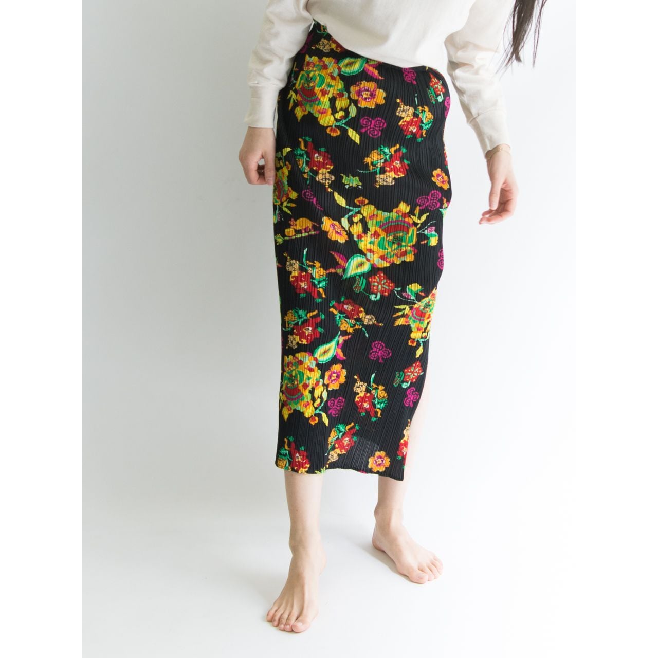 【PLEATS PLEASE ISSEY MIYAKE】90's slit long skirt(プリーツプリーズ イッセイミヤケ スリットロングスカート)2c