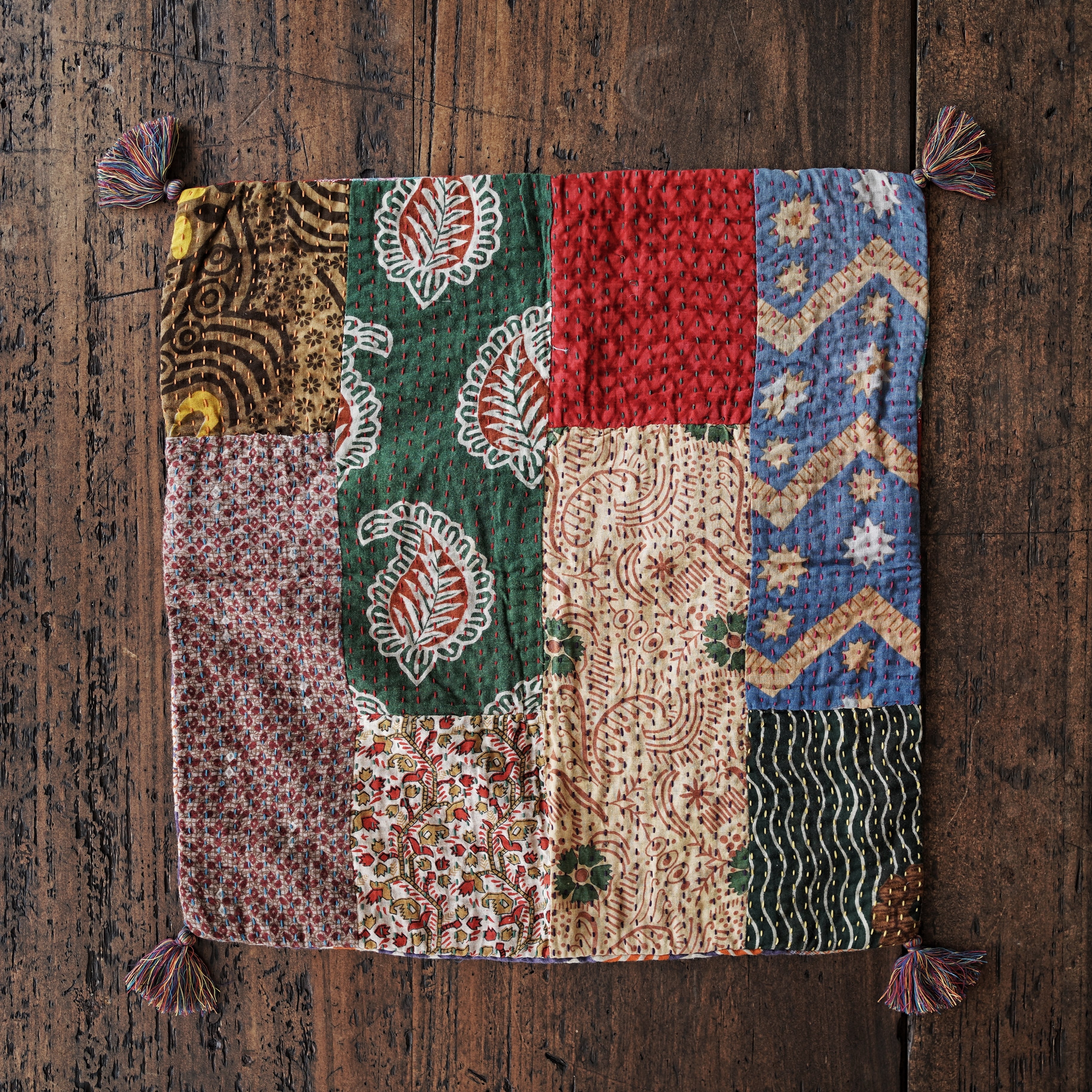 リサイクルサリーパッチワーククッションカバー【C005】/People Tree