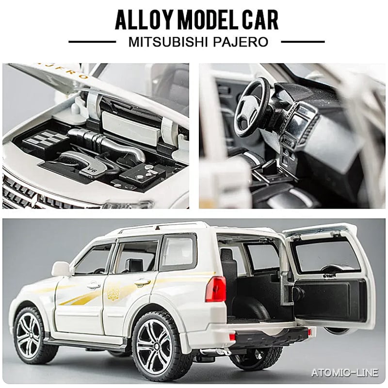 三菱 パジェロ PAJERO 1/32 ミニカー 全2色 ライト点灯 エンジン