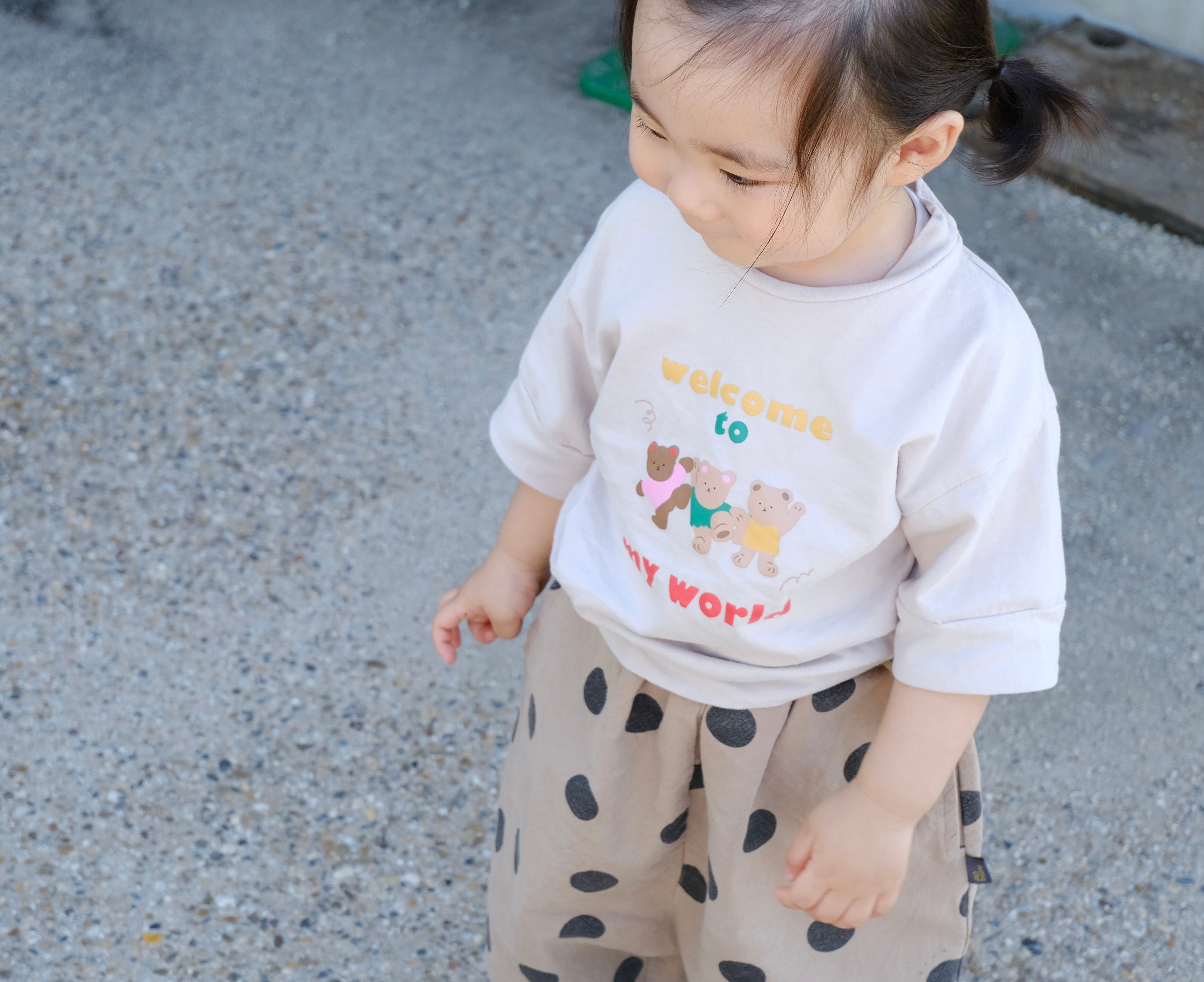 【即納】welcomeクマ3Tシャツ|海外子供服|韓国子供服