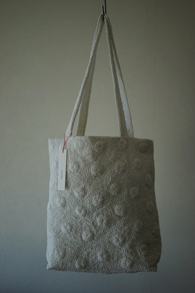 eavamの刺繍バッグ：リアンハー／白（L）　yeb：rain ha／white（L）