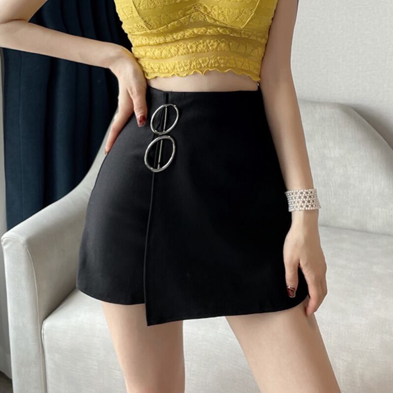 ショートスカート パンツ サマーハイウェスト薄手カジュアルレディース 夏物 ハンチェンe23478025268