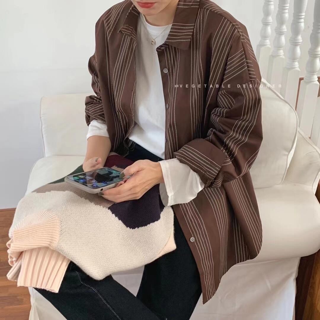 ドロップショルダー ストライプシャツ　AJ2205-1136