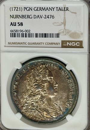 【都市景観コイン】神聖ローマ皇帝カール6世/ニュルンベルクの景観,上空に宝物を戴く鷲