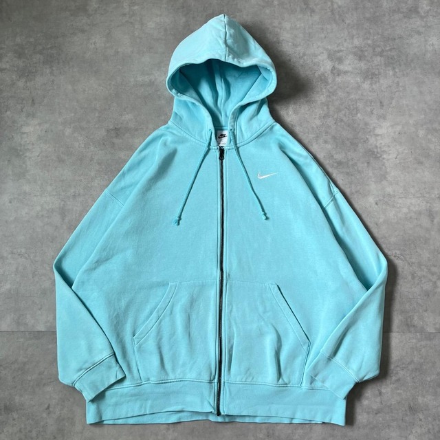 NIKE ナイキ ジップ パーカー 古着 ロゴ 刺繍 L 青 17576