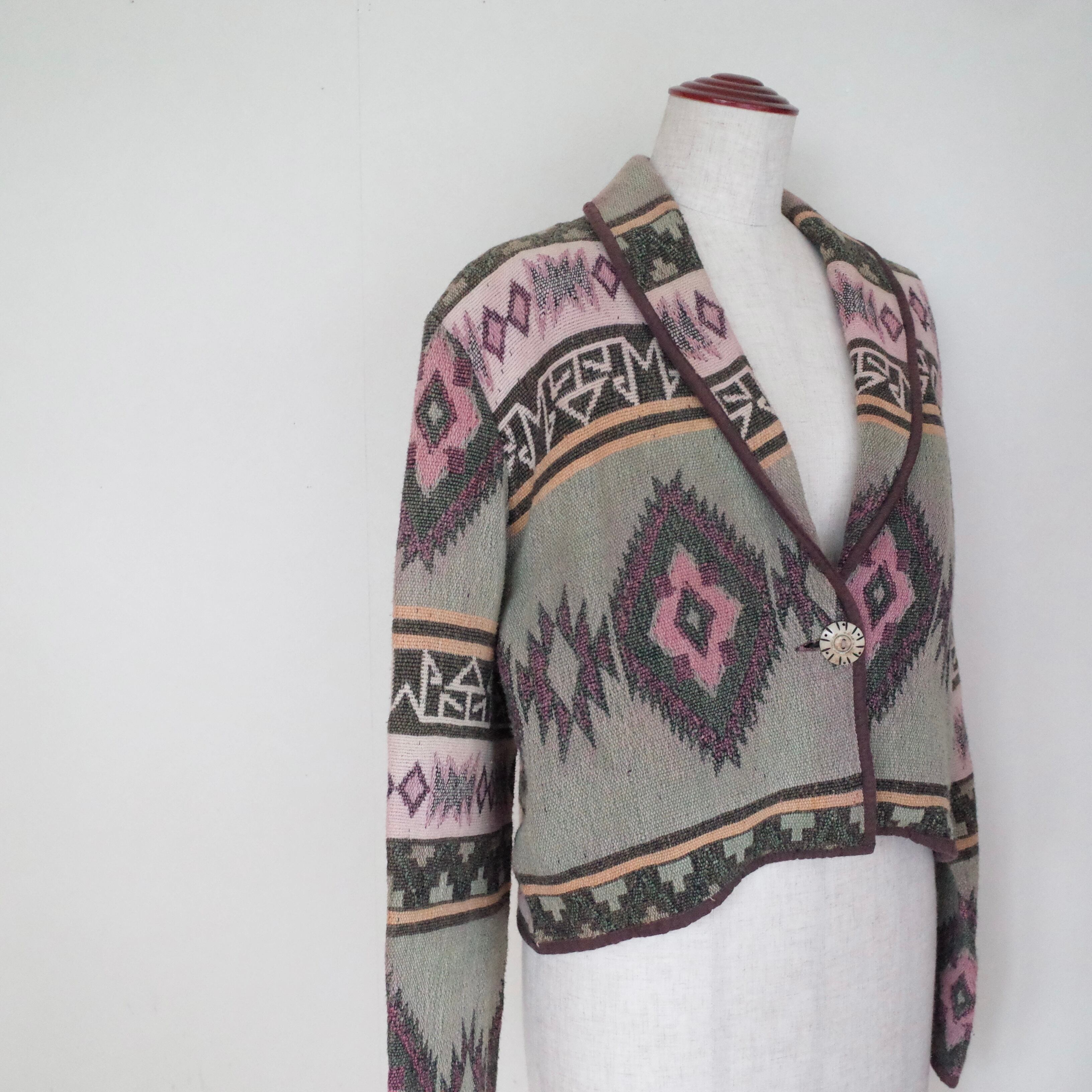 90s tribal pattern gobelin weave jacket