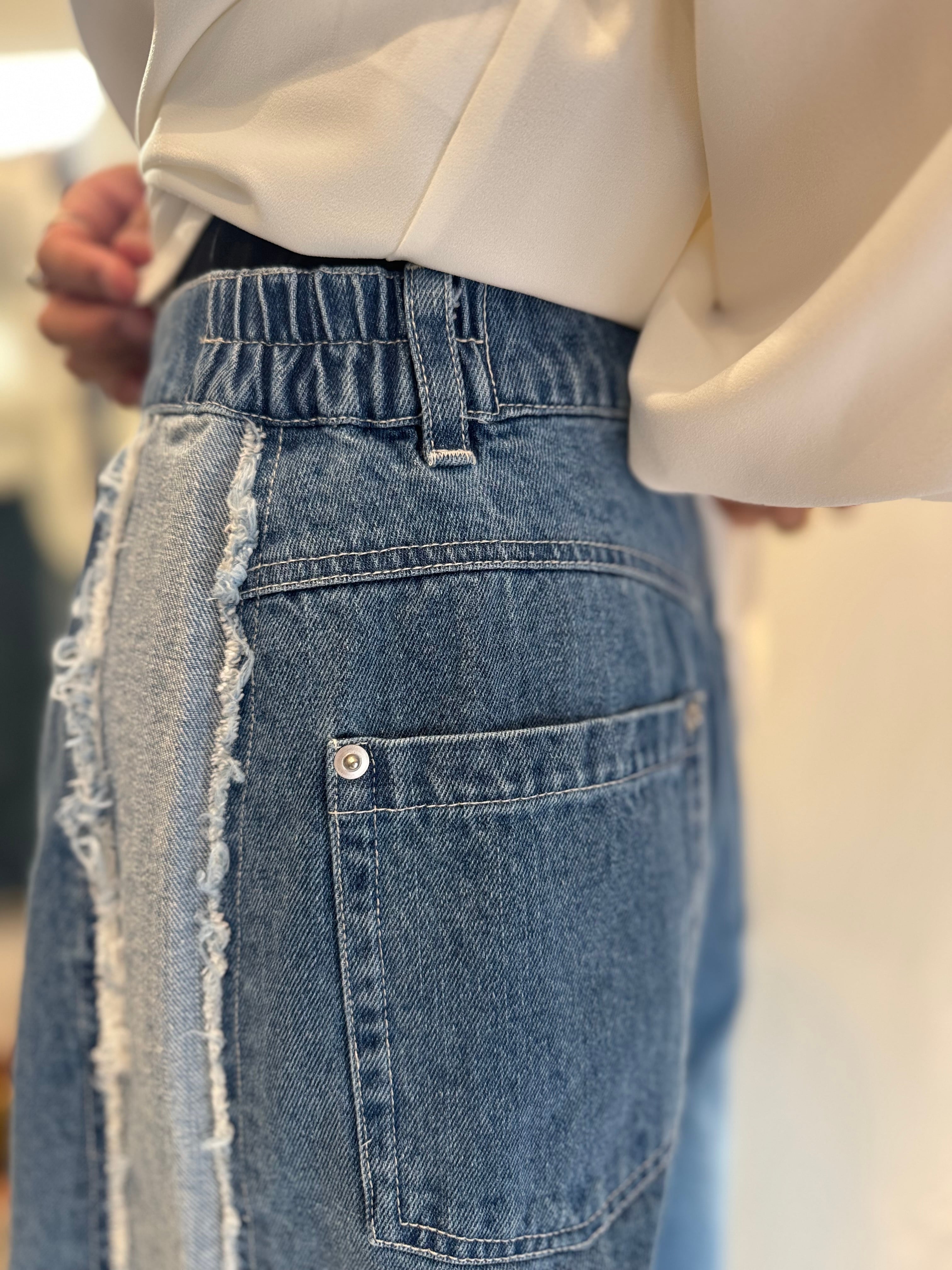 【SELECT】バレルシルエット断ち切りラインデニムパンツ 34-0137