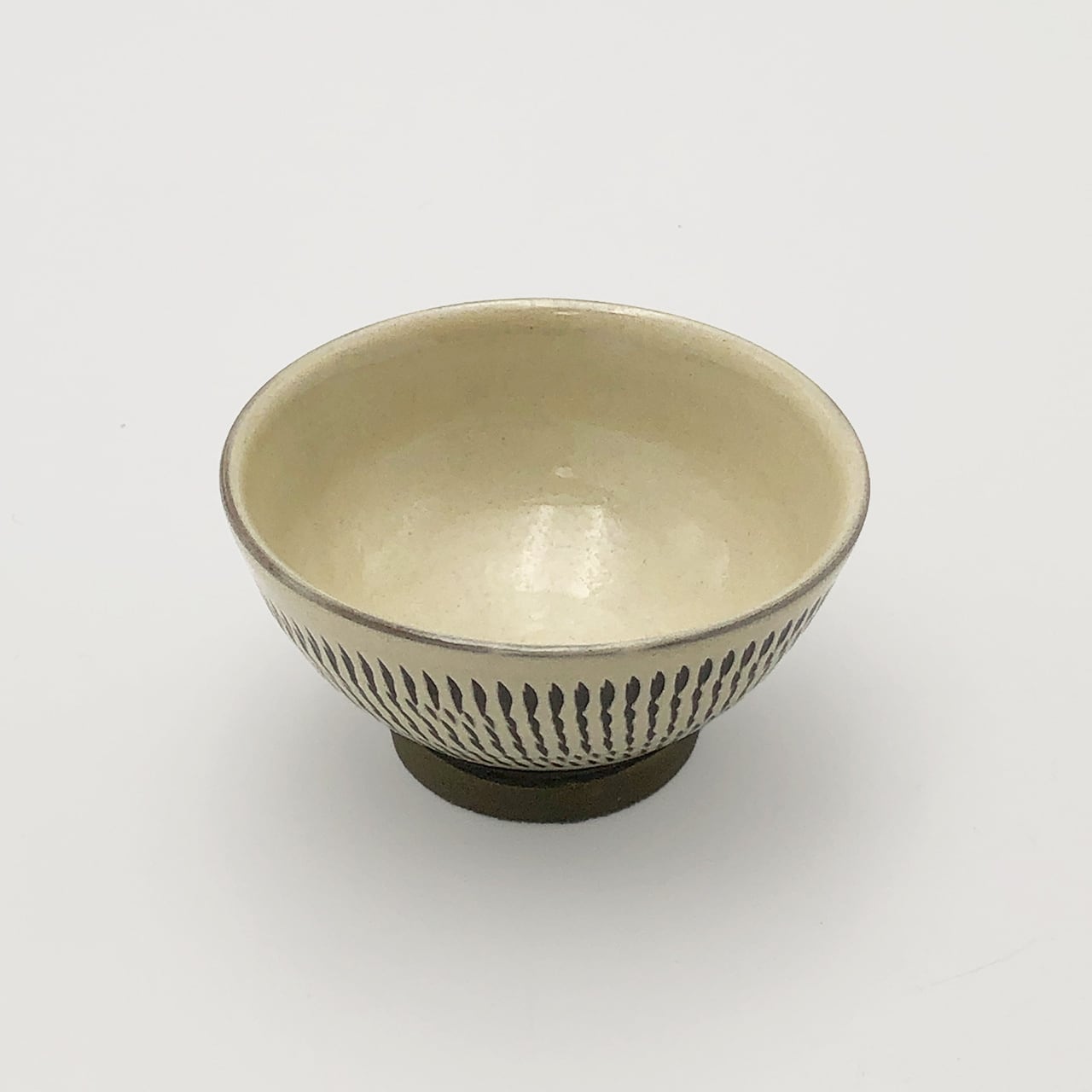 小鹿田焼 小袋窯 煎茶碗 飛びかんな 白 口径約9.5cm 汲出 陶器 和食器