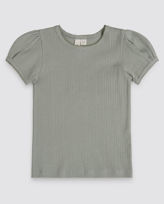 Organic Pointelle T-shirt Mineral Green / Little Cotton Clothes