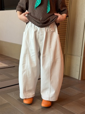 バレルレッグツイルパンツ（ホワイト）XDJK 2026春｜90-150cm｜ボトムス｜カーブパンツ｜ワイドパンツ ［取寄］