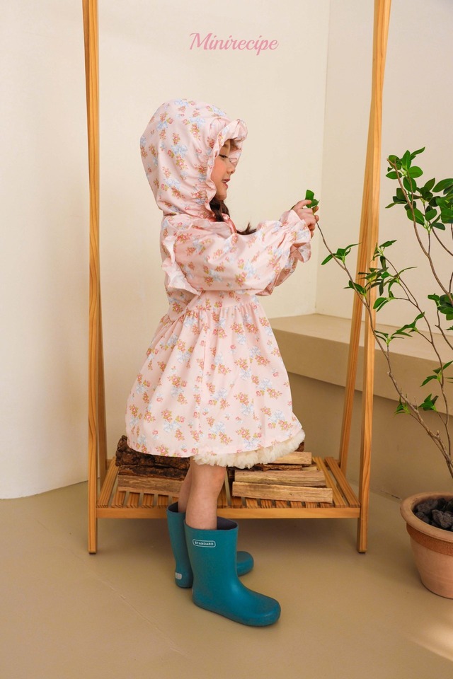 ラスト1 yellowL【即納】<minirecipe>  Floral rain coat