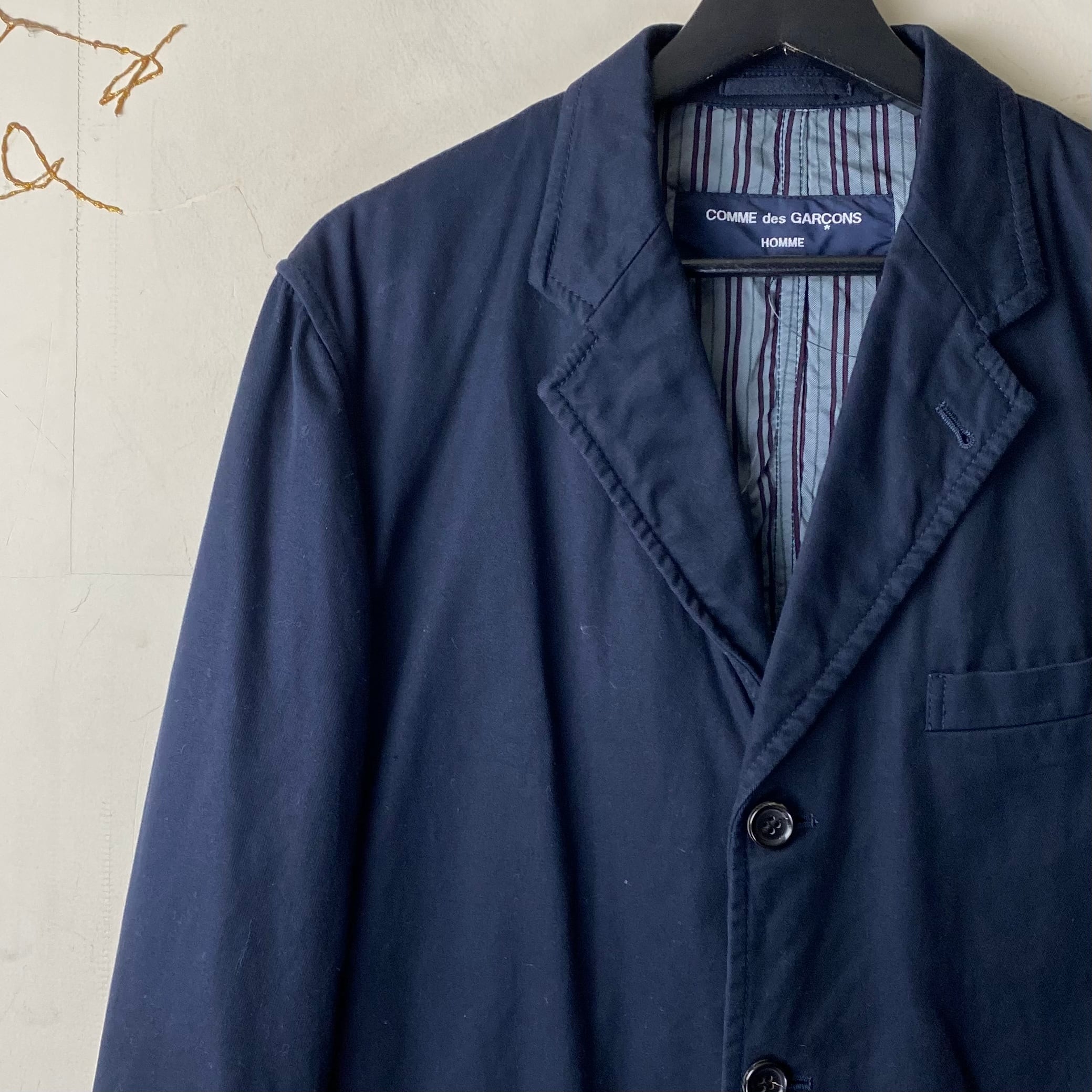 2004SS COMME des GARCONS HOMME dark navy cotton tailored jacket 