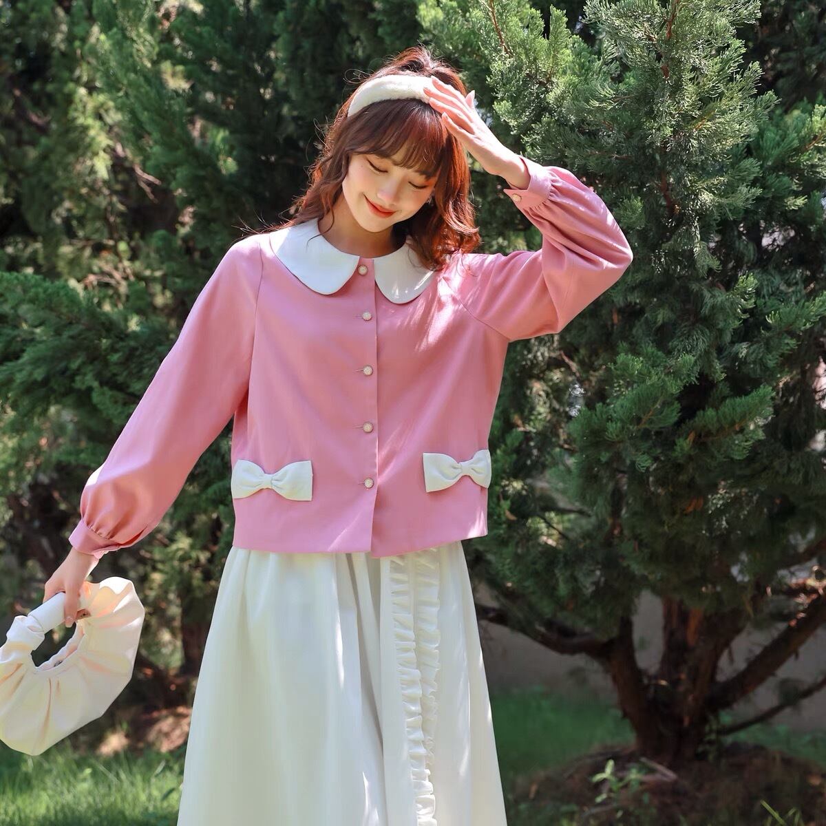ピンク 丸襟 ブラウス シャツ トップス | LOVEYsmileSHOP