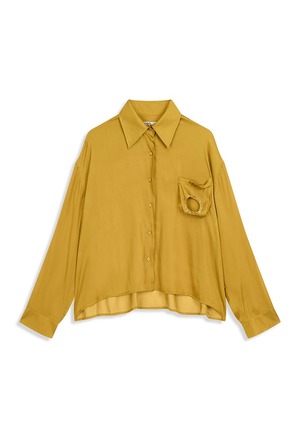 [OPEN YY] SILKY BEAD POCKET CROP SHIRT, MUSTARD 正規品 韓国ブランド 韓国通販 韓国代行 韓国ファッション オープン ワイワイ 日本 店舗