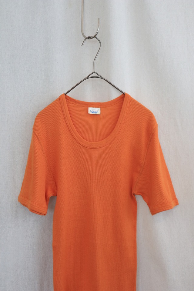 90s Euro cotton orange rib tops
