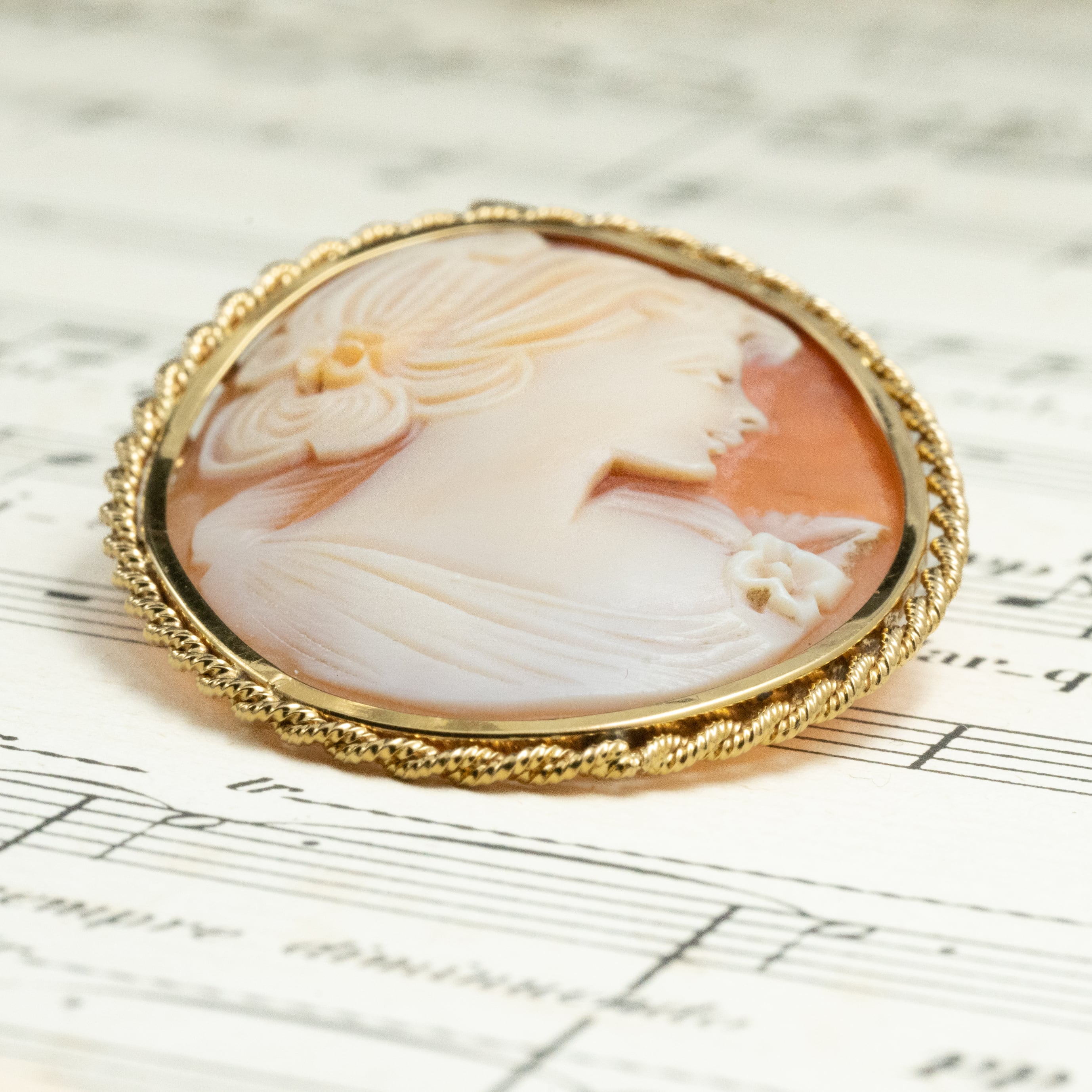 ヴィンテージ ジュエリー K18 カメオ ゴールド レトロ 2way ブローチ