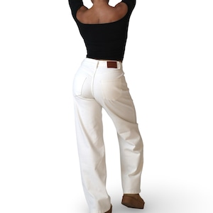 美シルエットワイドストレートジーンズ ホワイト