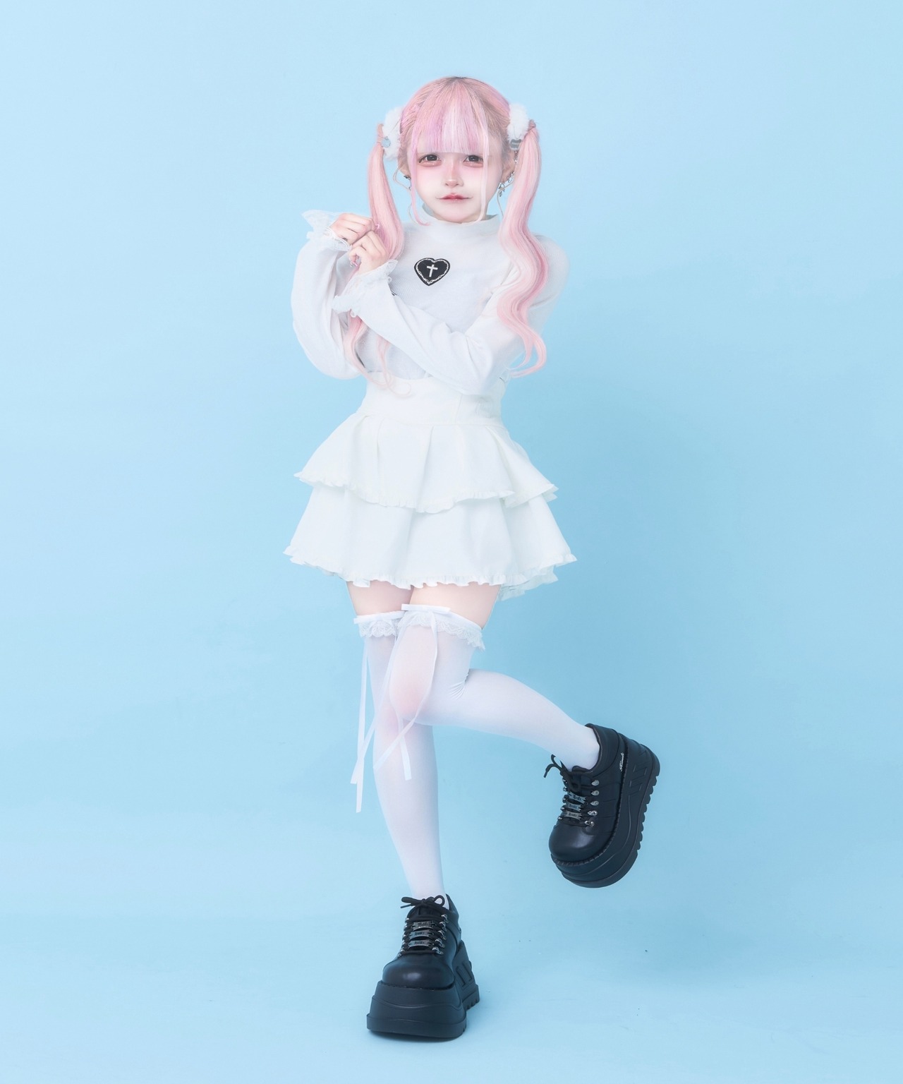 ティアードふり×２ミニ×２すかーと(ホワイト)