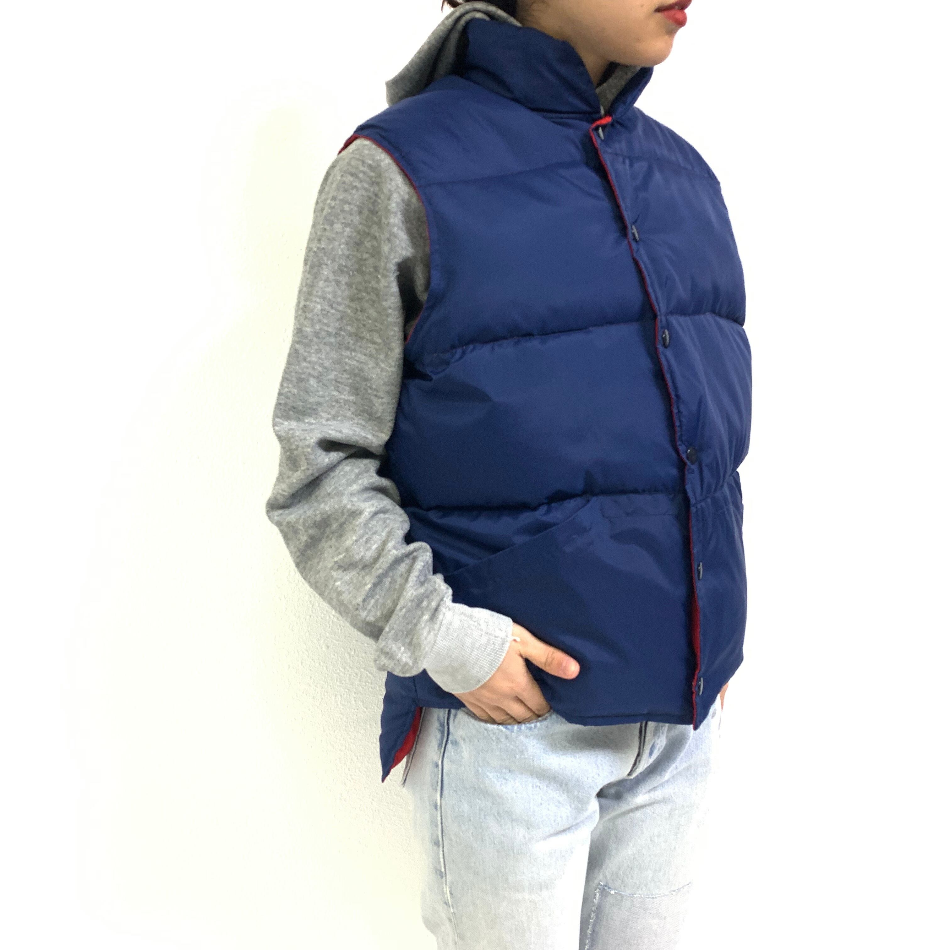 0287 / 1980's Canada made reversible down vest ネイビー×レッド