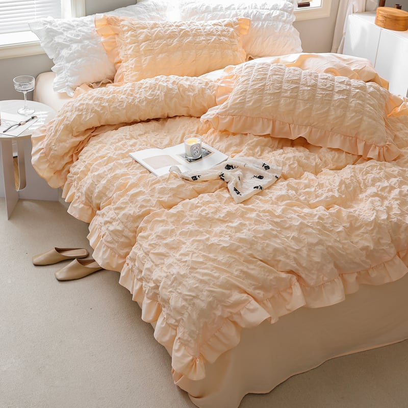 クリーム色 フリル付きカバーセット クイーンサイズ クリーム色 フリル付きカバーセット クイーンサイズ 【公式通販】