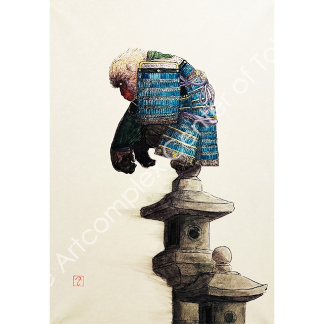 清水 幹「藍糸村濃縅得手大鎧石苔灯籠図」