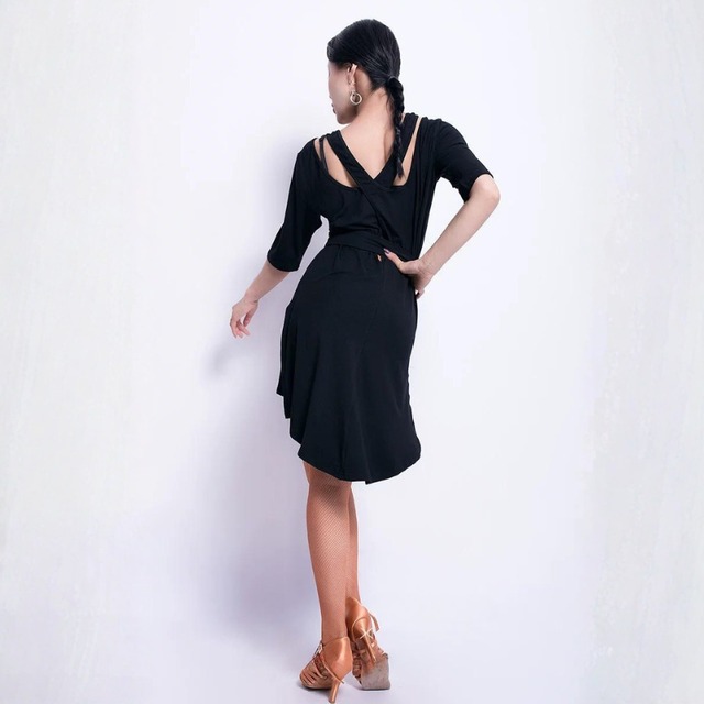 ハイネック ロングスリーブ サムホール フィット ドレス 3col　D00495