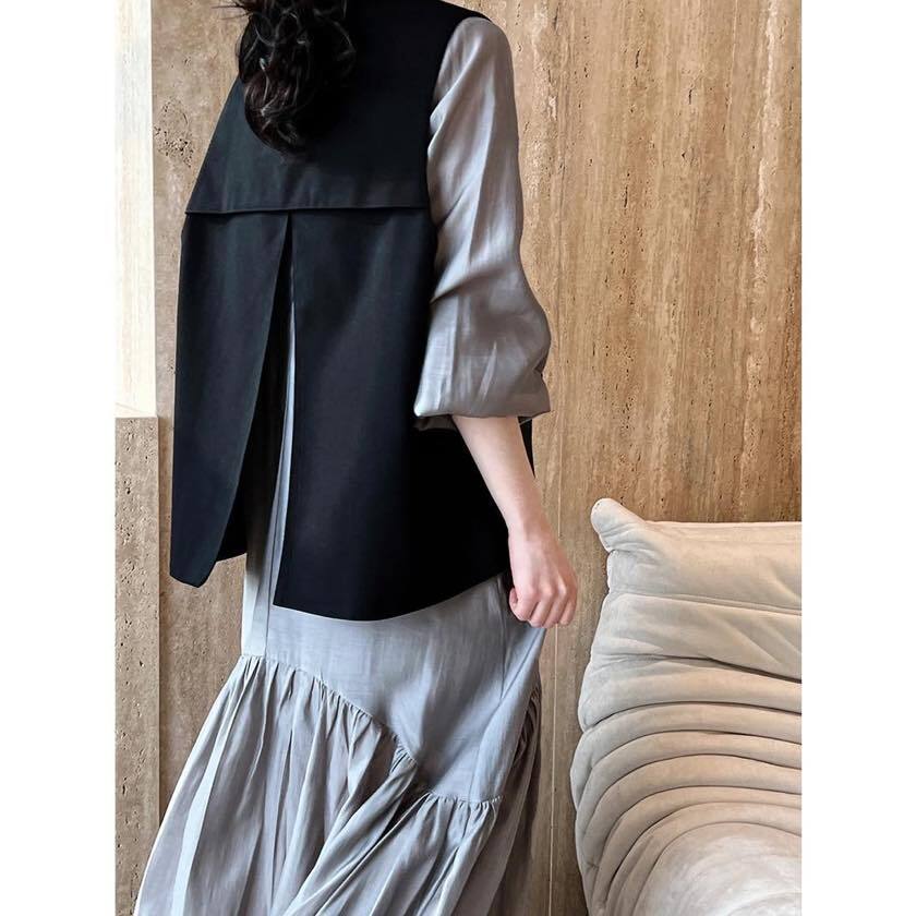 back slit short vest