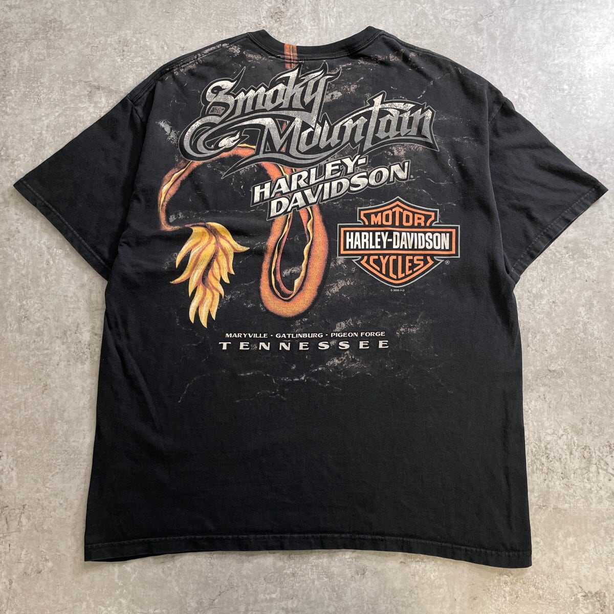 Harley-Davidson ハーレーTシャツドラゴン2XL 00年代 USA製 Harley-Davidson ハーレーダビッドソン ドラゴンロード