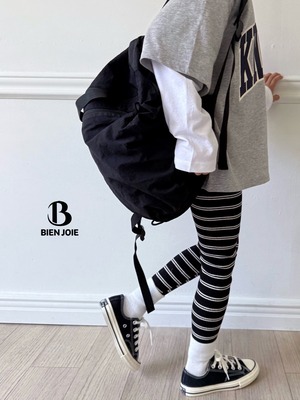 【BIEN JOIE】モノクロボーダーレギンス ブラック 90~130cm